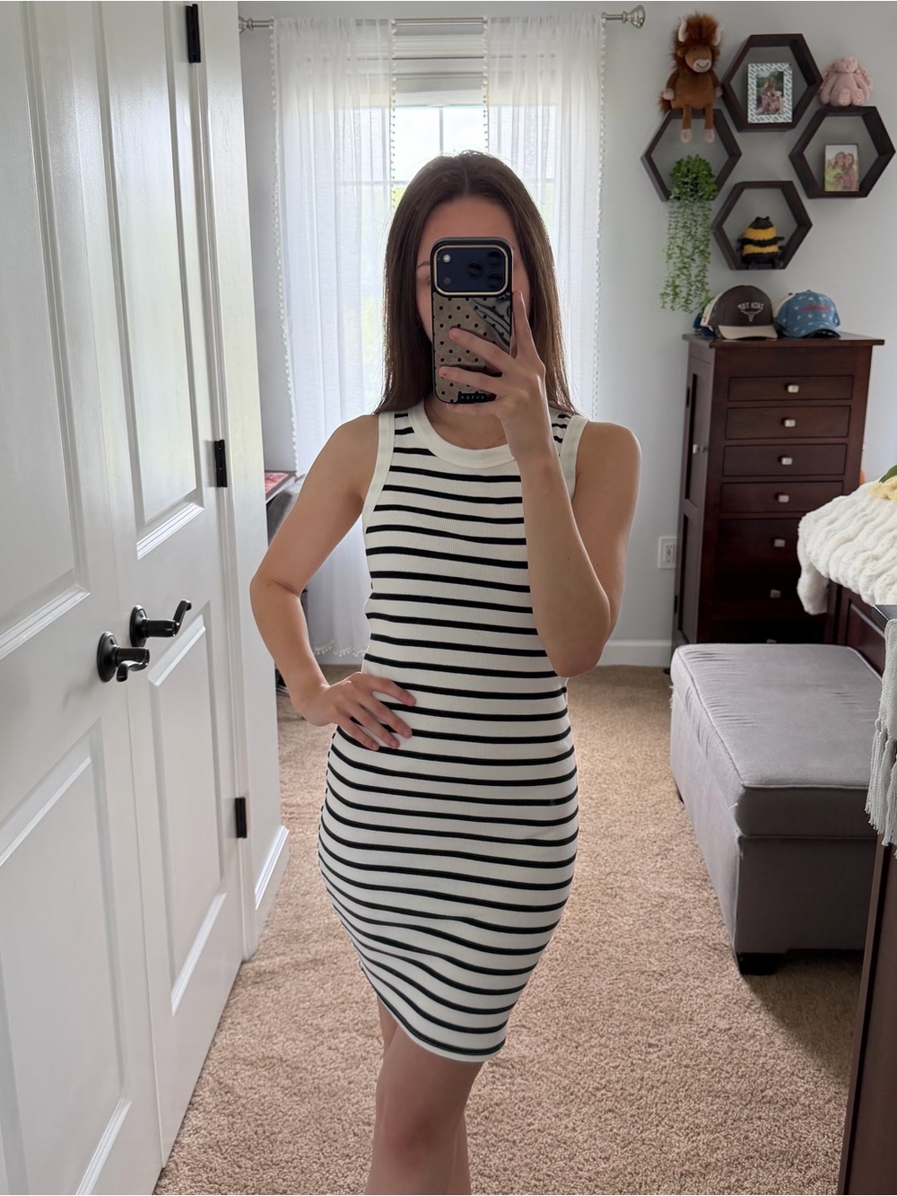 NWOT B&W Striped Bodycon Dress